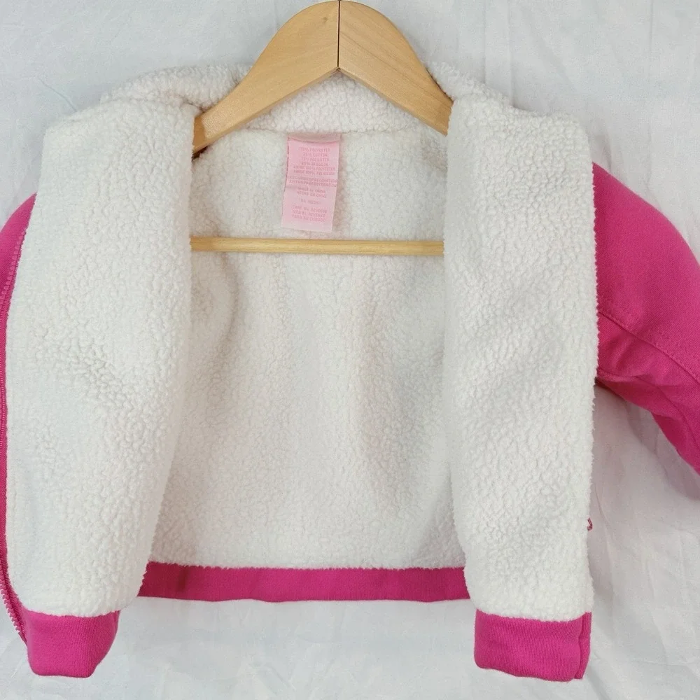 Nannette Girl SZ-3T shearling‎ Lined Pink Jacket Coat design on the back